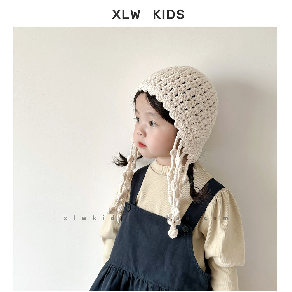 Children's Lady Style Korean Wool Hat Western Handmade Kids' Headwear