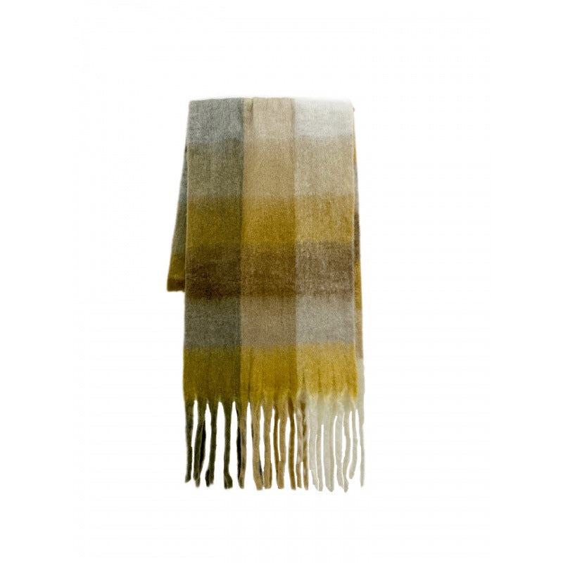 Warm Rainbow Plaid Long Soft Glutinous Scarfs