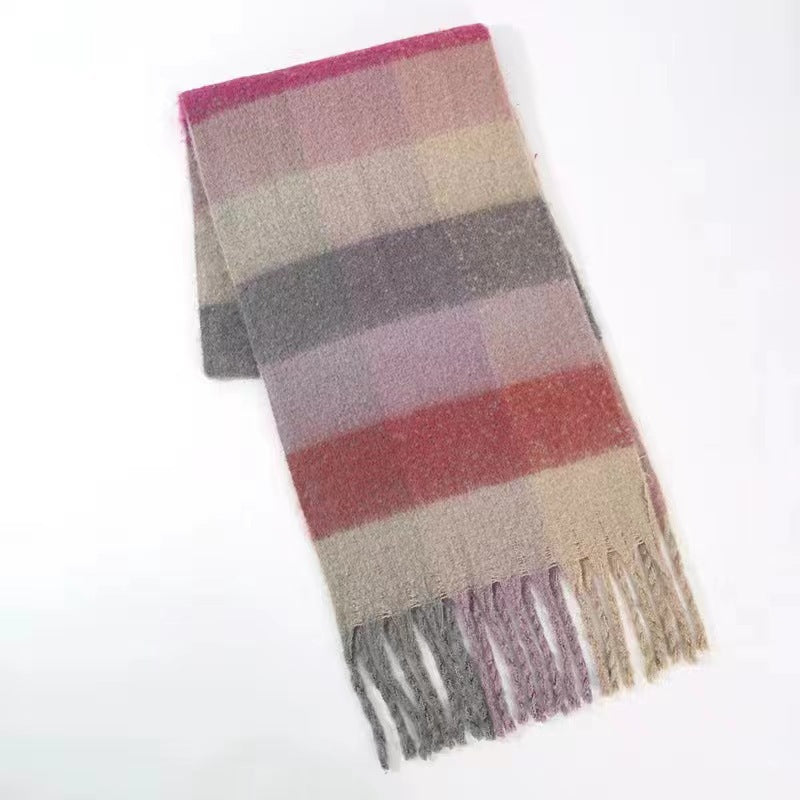 Women's Yu Thick Warm Korean Plaid Shawl Scarfs