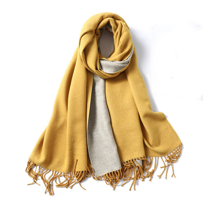 Women's & Men's Cashmere Winter Thickened Warm Double-sided Two-color Scarfs