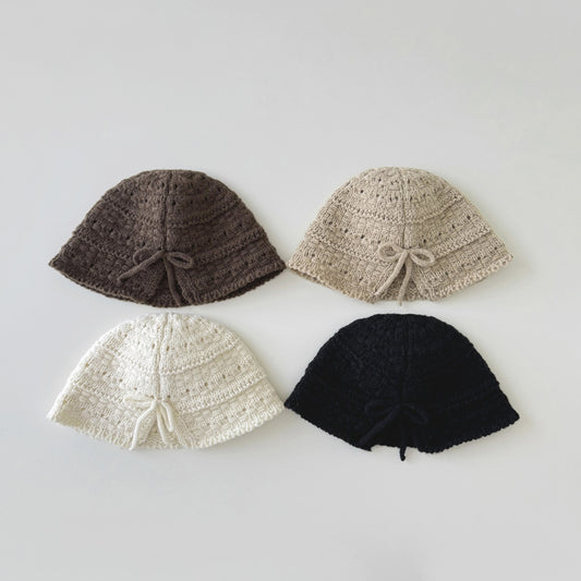 Children's Western Style Winter Bucket Bow Knitted Kids' Headwear