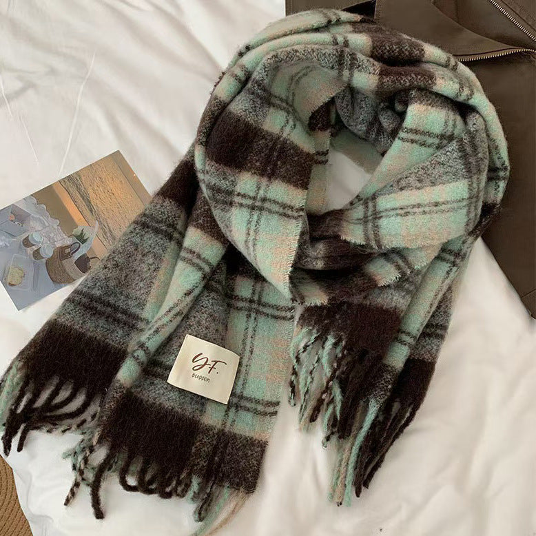 Women's High-grade Plaid Winter Korean Shawl Thickening Scarfs