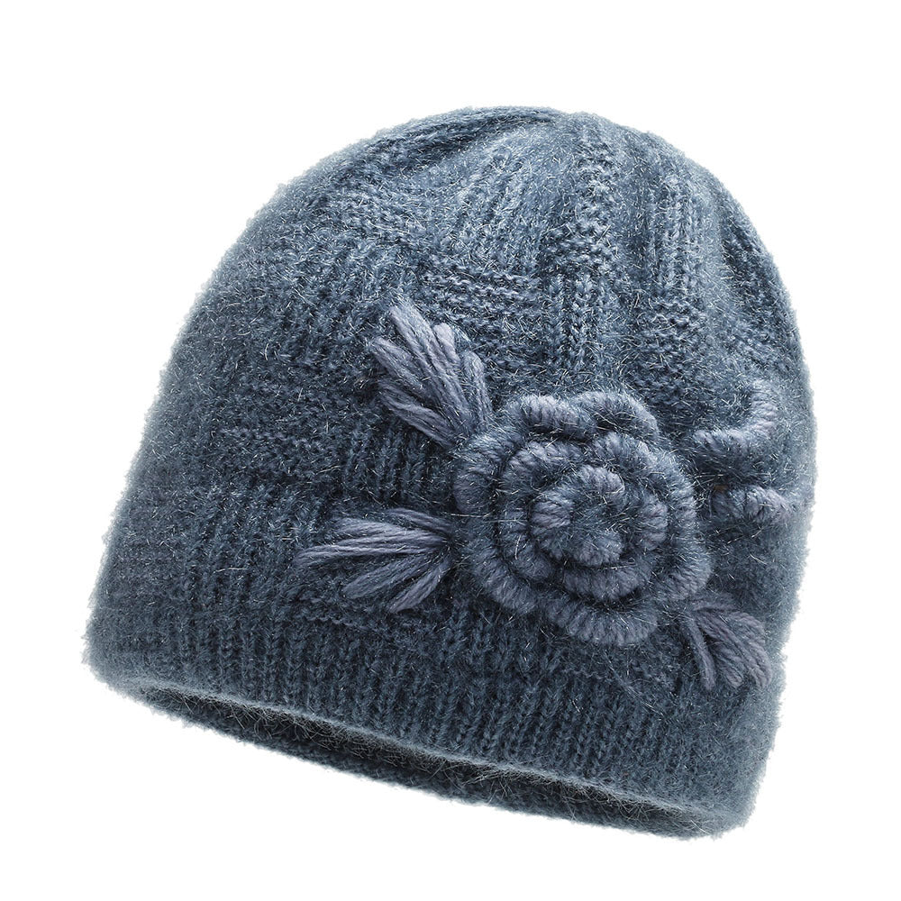 Women's Hat Fashion Flower Woolen Fleece-lined Warm Hats & Caps