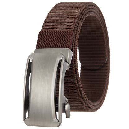 Men's Nylon Woven Leather Cloth Snap Buttons Casual Belts