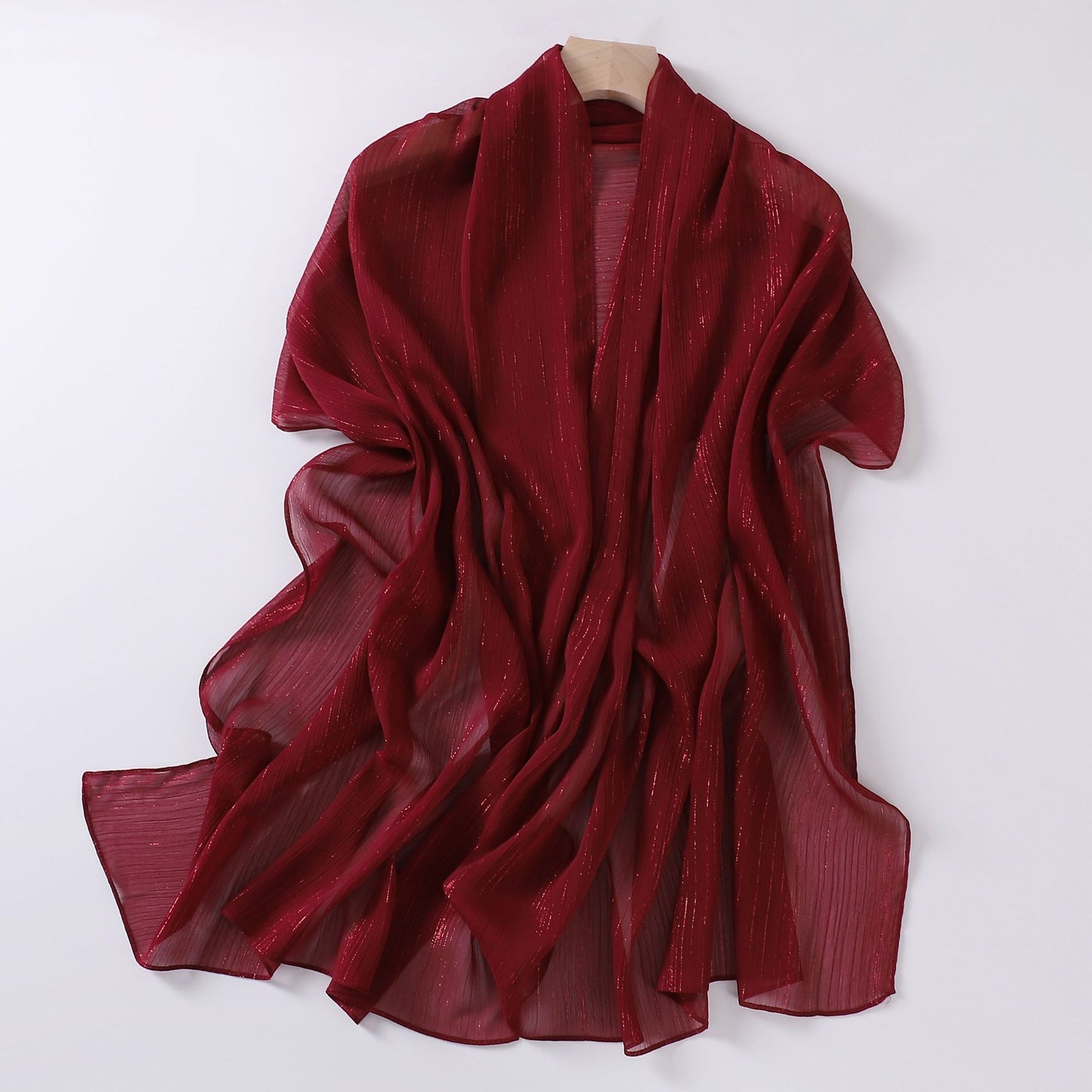 Live Broadcast Chiffon Sier Silk Pleated Long Scarfs