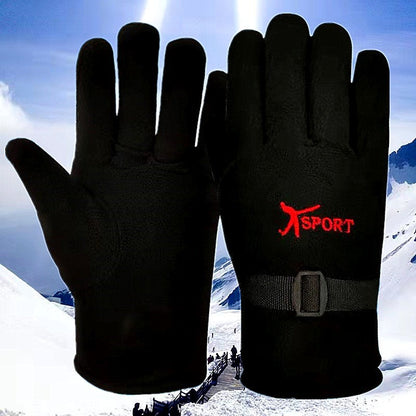 Men's Warm Cycling Skiing Fleece-lined Thickening Print Gloves