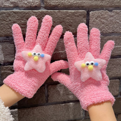 Eyes Cute Plush Female Cycling Warm Gloves