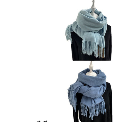 Women's Korean Style Fashion Labeling Solid Color Scarfs