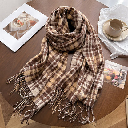 Style Plaid Winter Male Female Thickened Scarfs