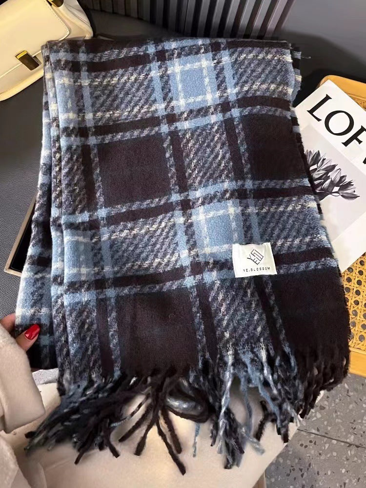 Women's Plaid Winter High-grade Korean Warm Talma Scarfs