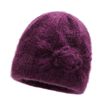 Women's Hat Fashion Flower Woolen Fleece-lined Warm Hats & Caps