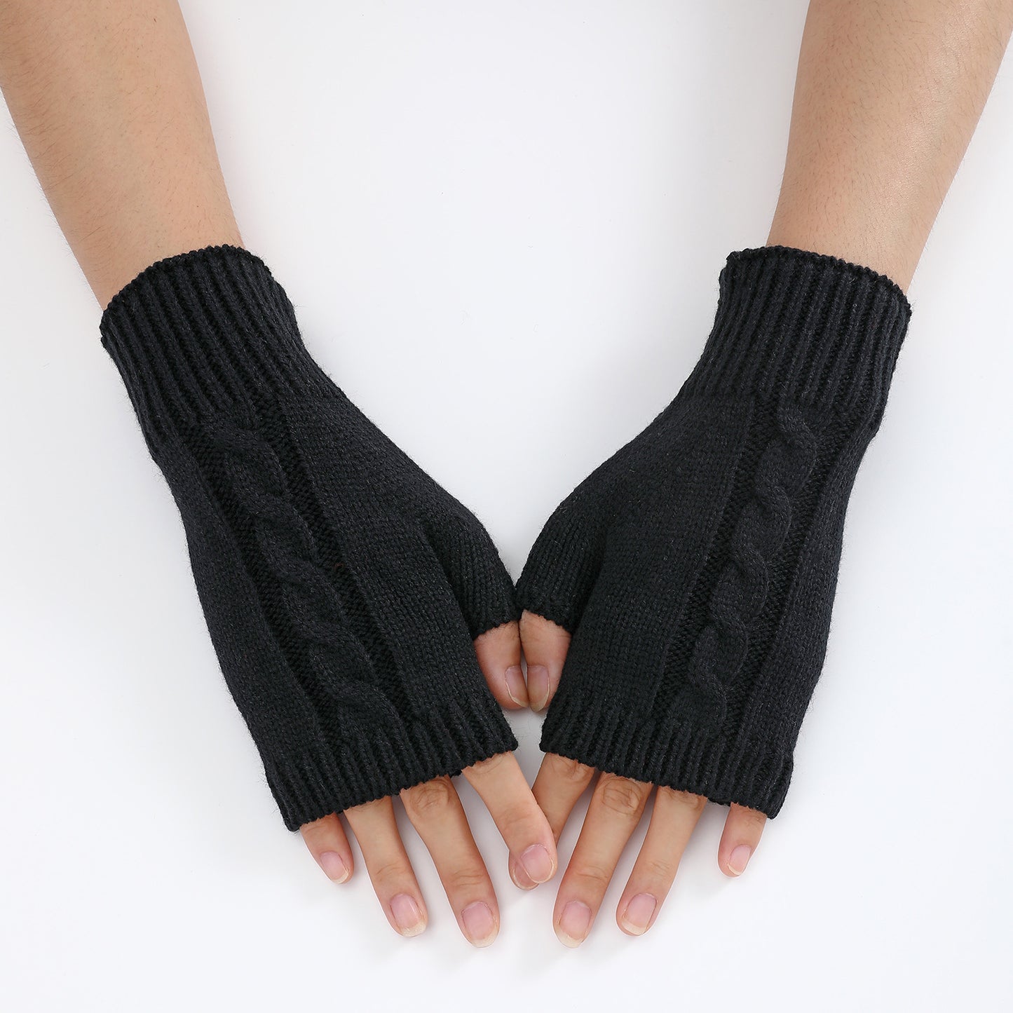 Women's & Men's Dew Half Finger Knitting Wool Warm Gloves