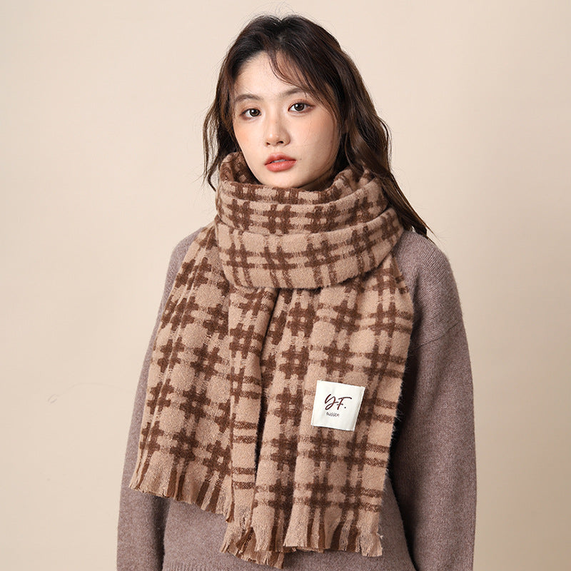 Women's Plaid Korean Thickened British Shawl High-grade Scarfs