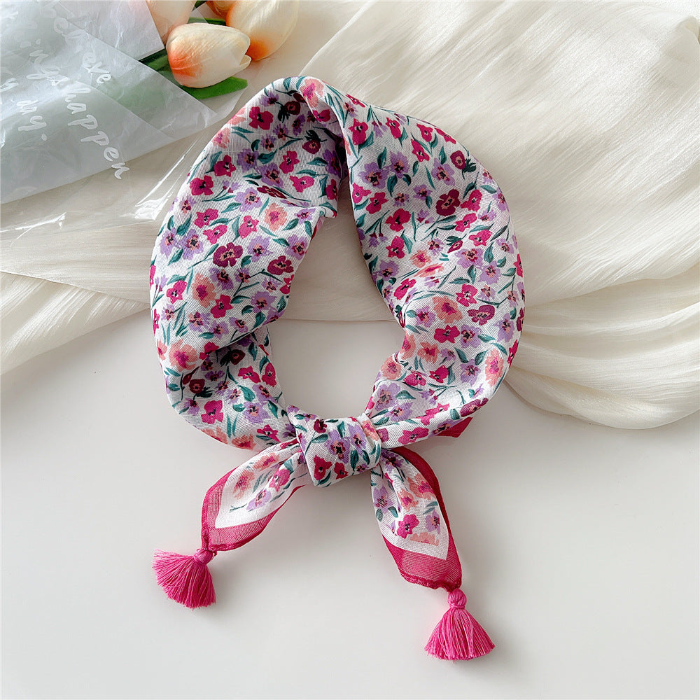 Women's Linen Small Square Towel Neck Decorative Scarfs