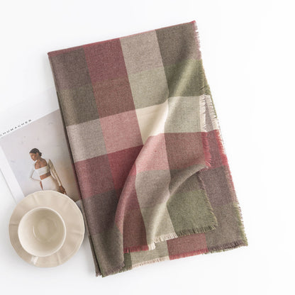 Sweet Color Plaid Winter Chessboard Artificial Cashmere Korean Style Scarfs