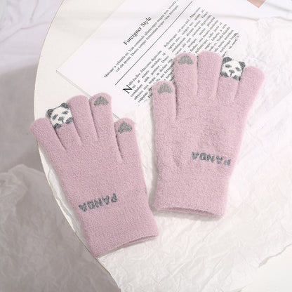 Plush Winter Cycling Knitted Cute Touch Gloves