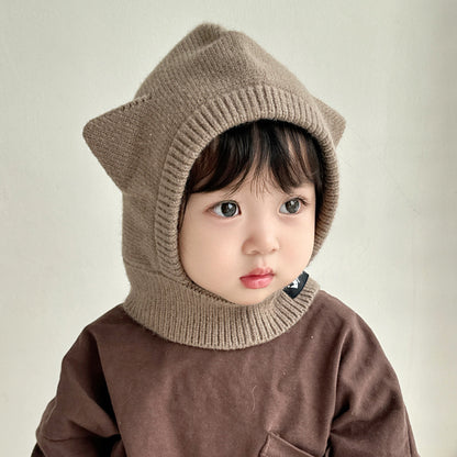 Ball One-piece Knitted Hat Fashion Earmuffs Kids' Headwear