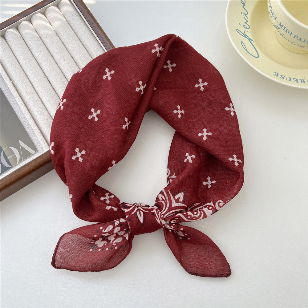 Women's Linen Small Square Towel Neck Decorative Scarfs