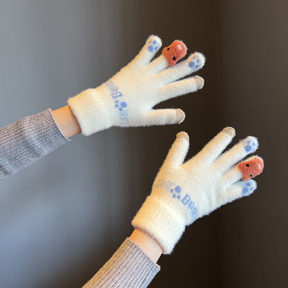 Knitting Wool Winter Female Style Thermal Gloves