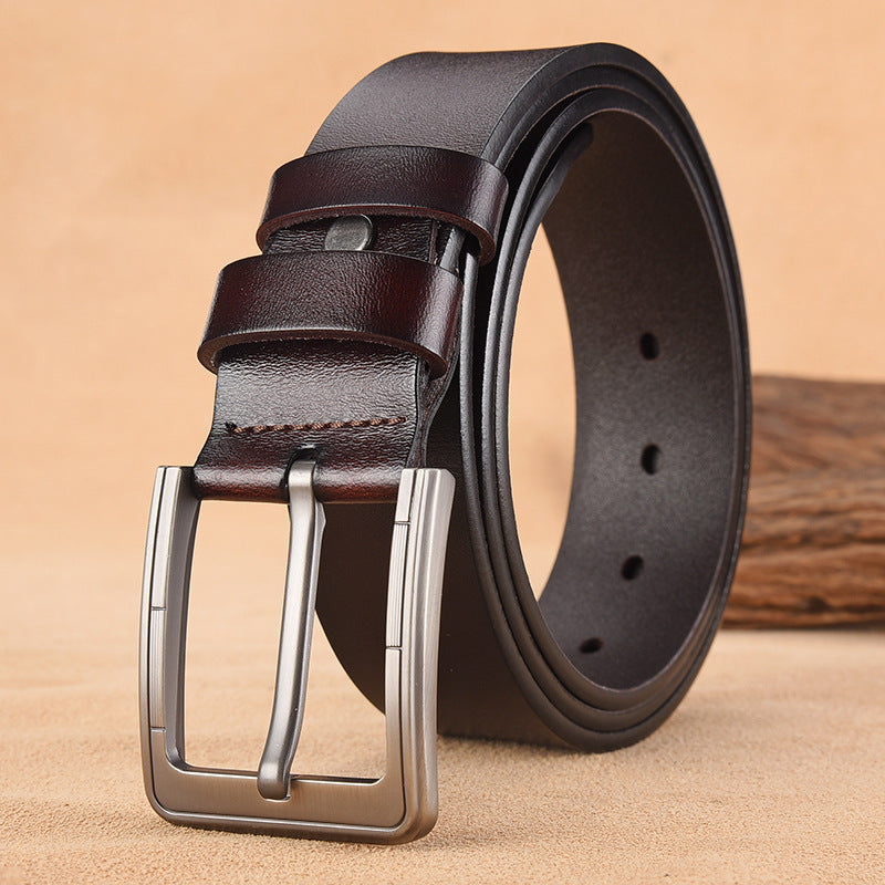 Men's Leather Genuine Retro Pin Buckle Cowhide Belts