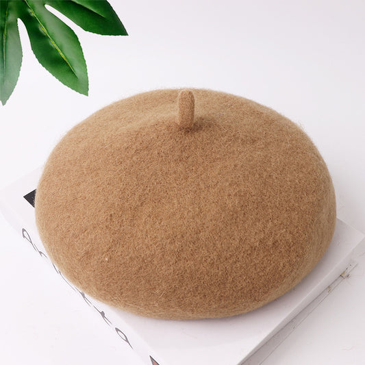 Mob Beret Woolen Solid Color Simple Adult Kids' Headwear