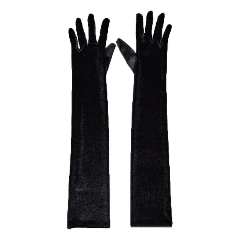 Women's Retro Evening Dress Etiquette Black Veet Gloves