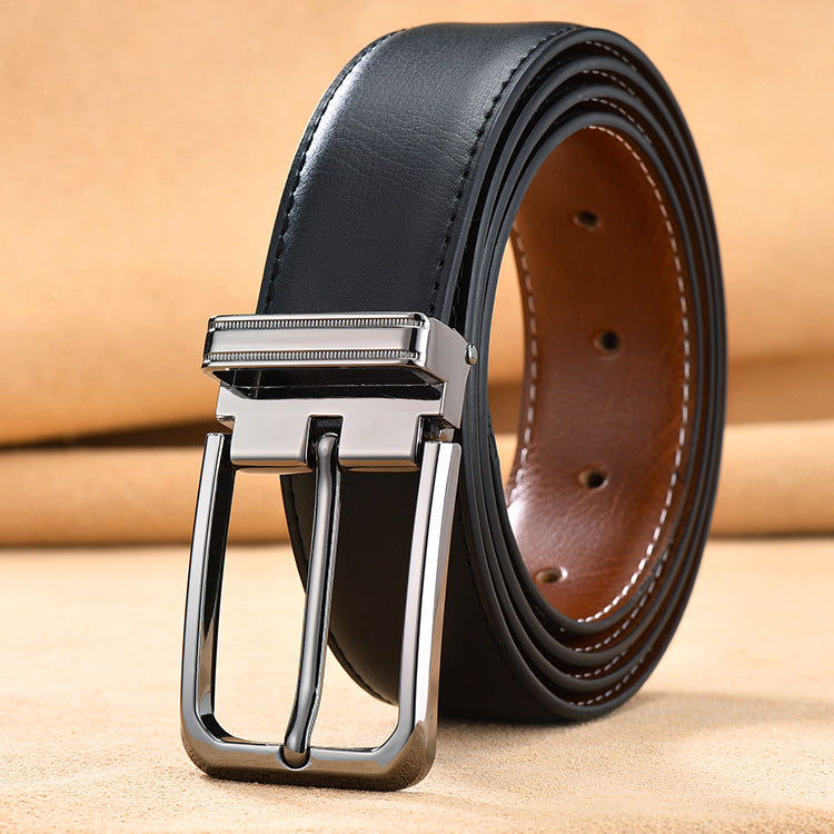 Men's Clipped Button Leather Business Pin Buckle Belts