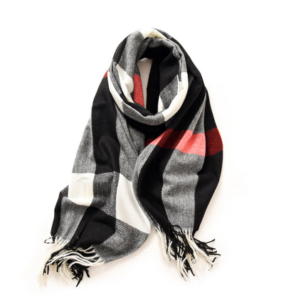 Women's Winter Plaid Printed Tassel Artificial Cashmere Scarfs