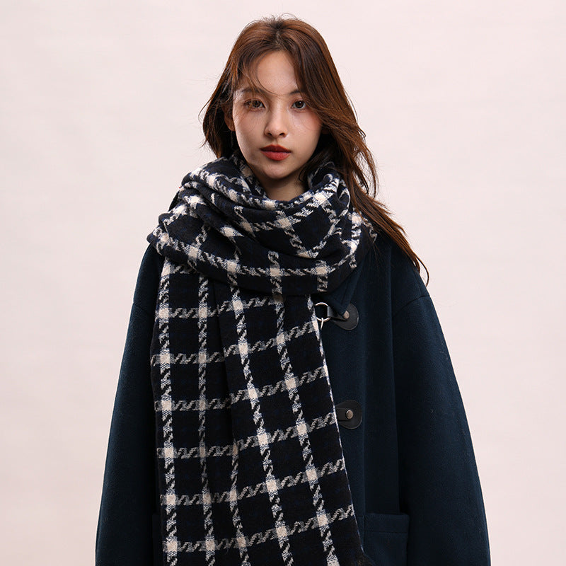 Women's Plaid Korean Thickened British Shawl High-grade Scarfs