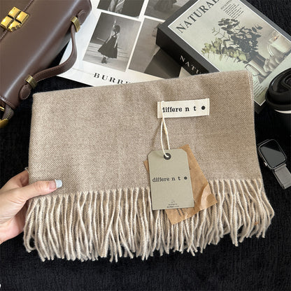 Women's Pure Color Artificial Cashmere Winter Warm Korean Style Scarfs