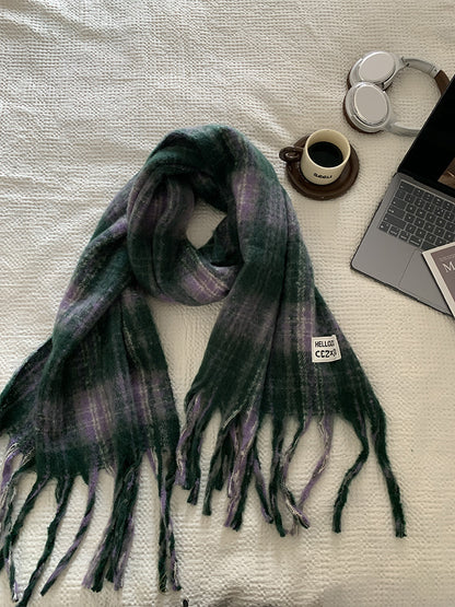 Women's Winter High-grade Plaid Couple Warm Thickened Scarfs