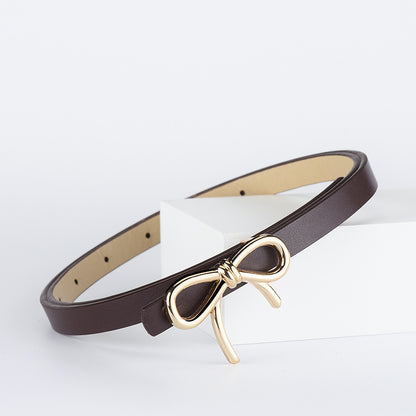 Women's Bow Decorative Leather High-grade Thin Clothing Belts