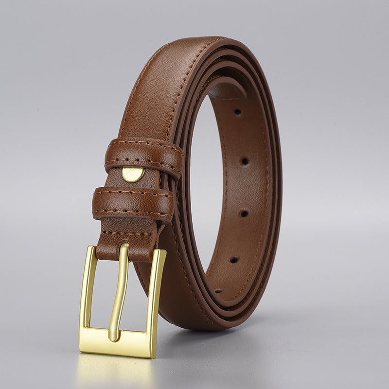 Women's Golden Pin Buckle Leather Fresh Cartoon Classic Style Niche Belts