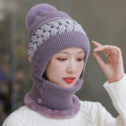 Women's Woolen Korean Style Cute Knitted Hat Cold Protection Earflaps Hats & Caps