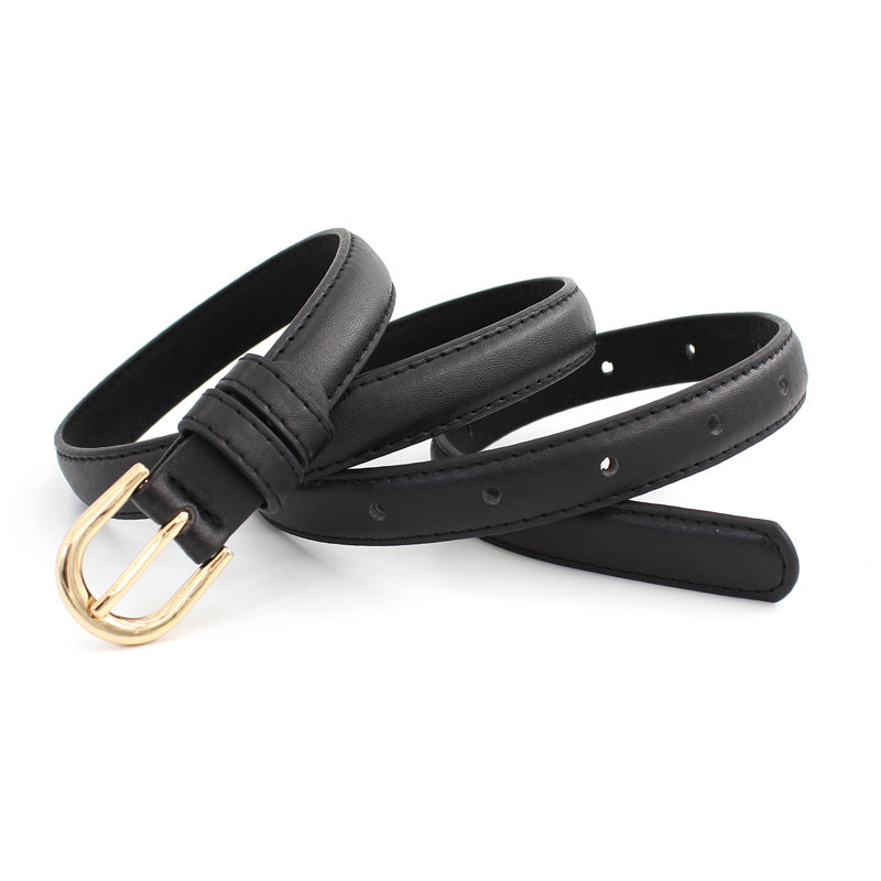 Women's Korean Style Versatile Gold Buckle Small Jeans Belts