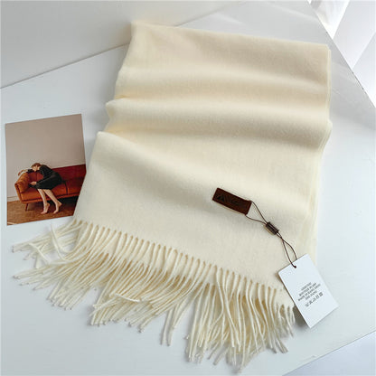 Women's Korean Style Fashion Labeling Solid Color Scarfs