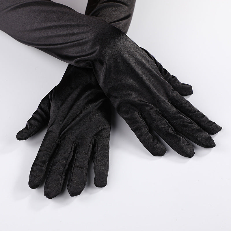 Women's Satin Stretch Halloween Sexy Dinner Show Gloves