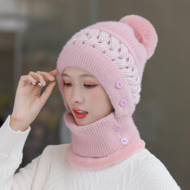 Women's Woolen Korean Style Cute Knitted Hat Cold Protection Earflaps Hats & Caps