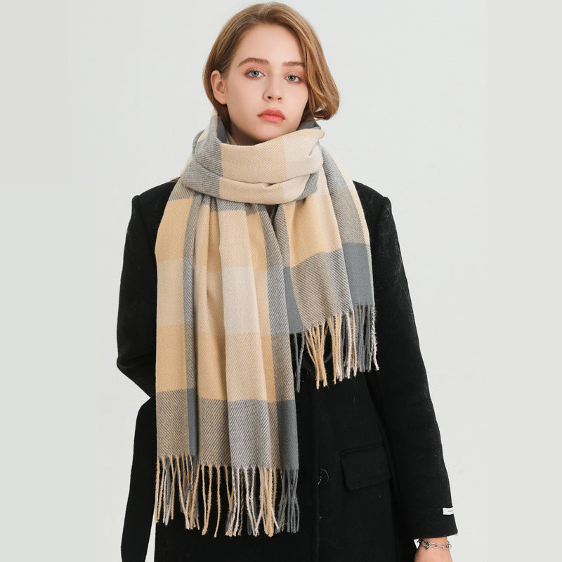 Style Plaid Winter Male Female Thickened Scarfs