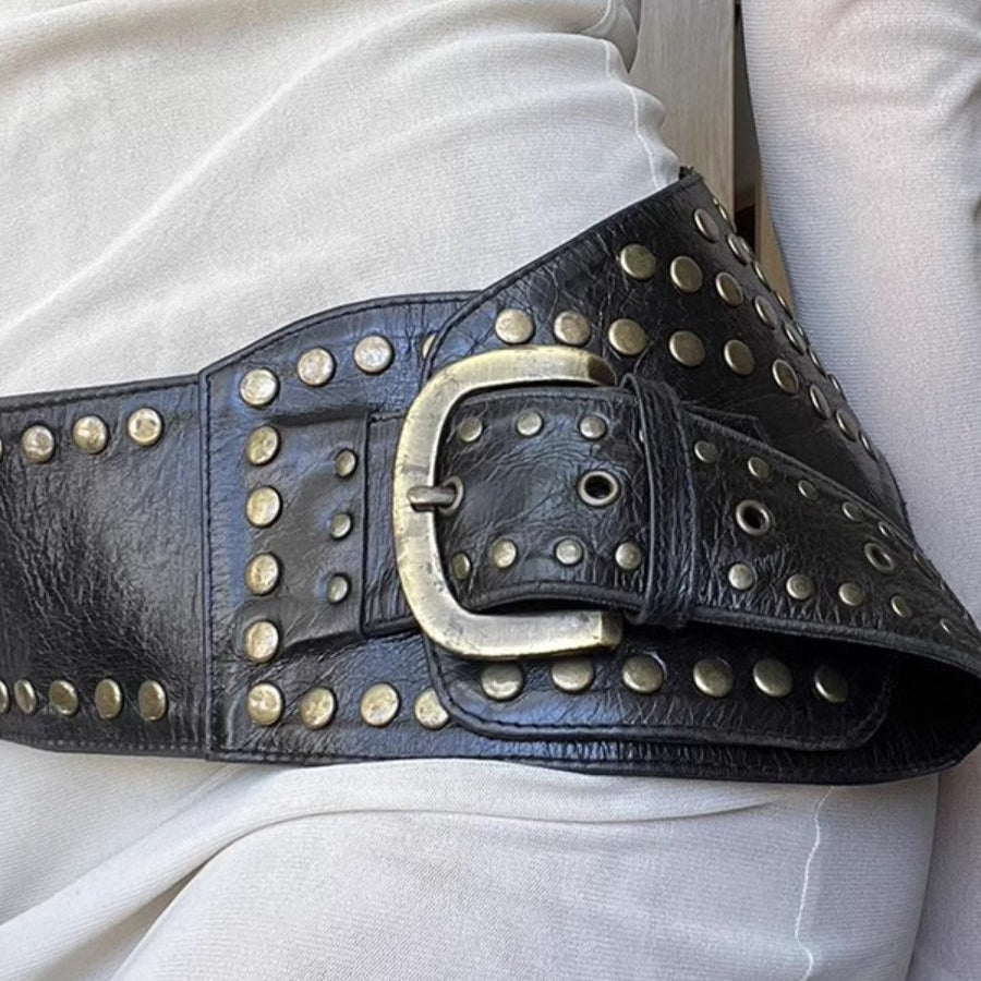 Women's Punk Rivet Retro Artistic Widened Decoration Belts