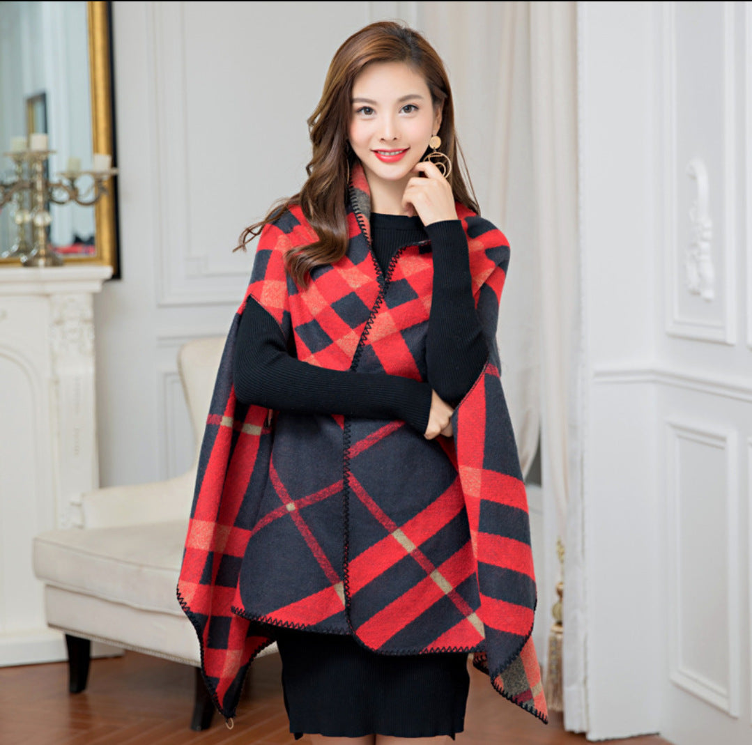 Women's Korean Double-sided Shawl Thickened Warm Fashionable Scarfs