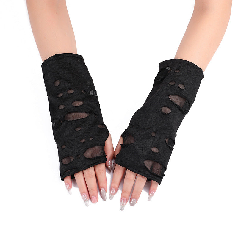 Halloween Beggar Black Ripped Party Punk Dark Gloves