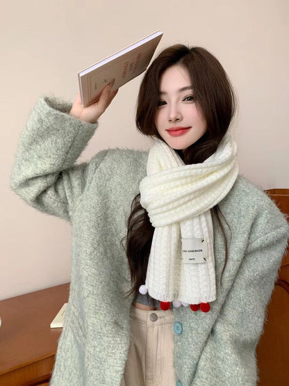 Women's Korean Fashionable Cute Red Gift Knitted Scarfs