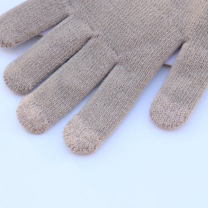 Solid Color Winter Outdoor Fleece-lined Touch Gloves