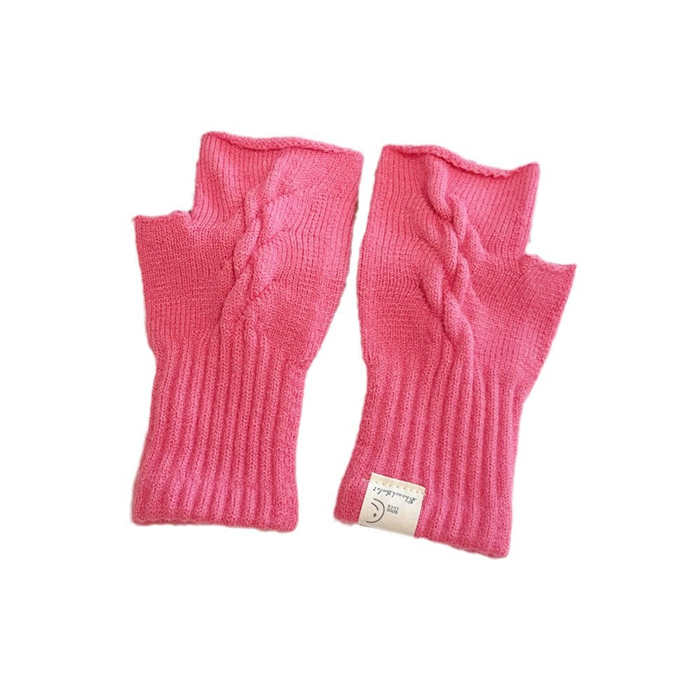 Women's Knitted Half Finger For Winter Keep Warm Pure Gloves