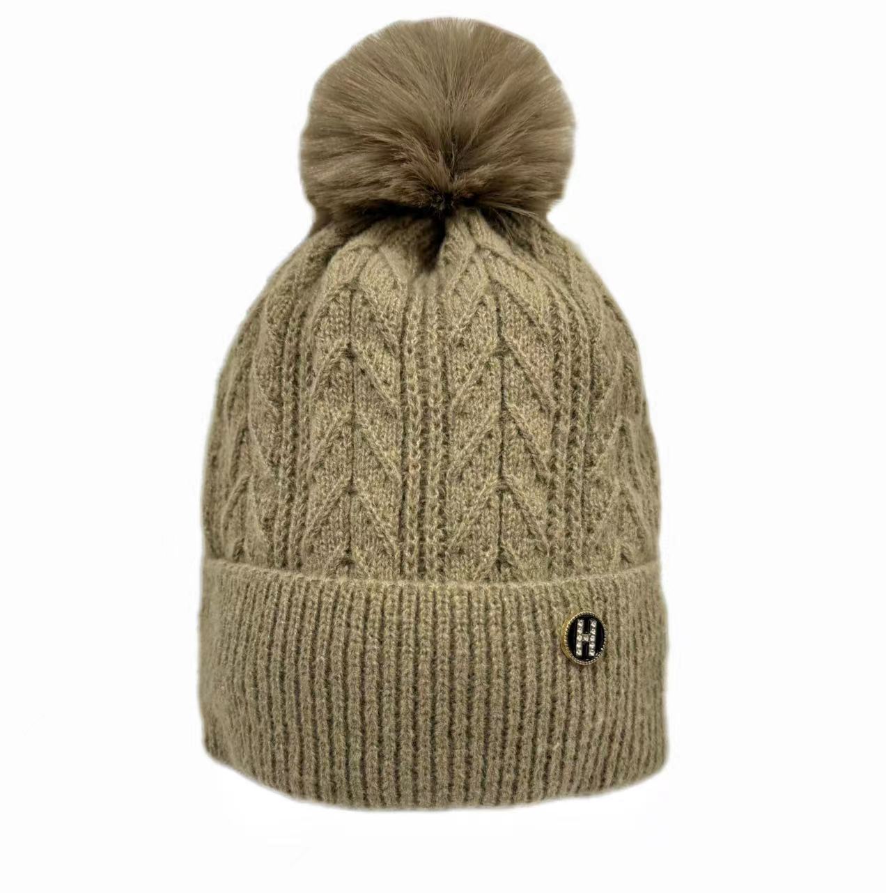 Women's Ball Sleeve Curling Straight Hat Warm Hats & Caps