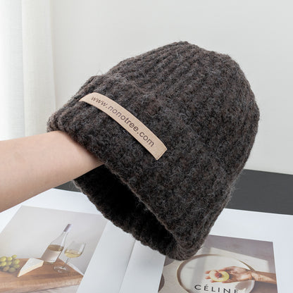 Women's Wool Blended Small Knitted Hat Earflaps Warm Pullover Hats & Caps