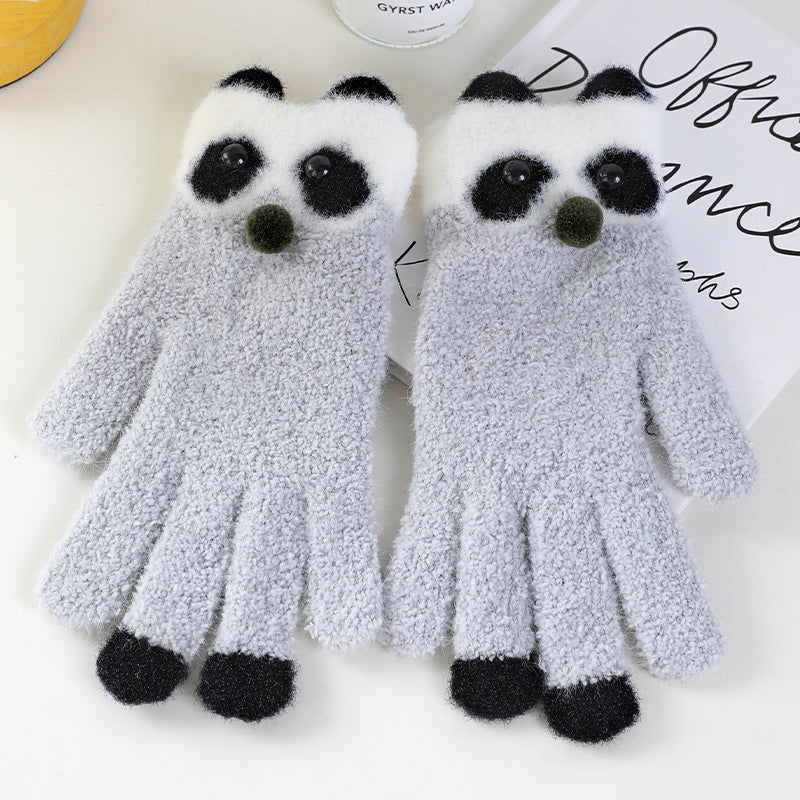 Cute Fleece-lined Thickened Warm Road Bike Gloves