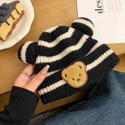 Woolen Sleeve Boys Cute Stripes Korean Kids' Headwear