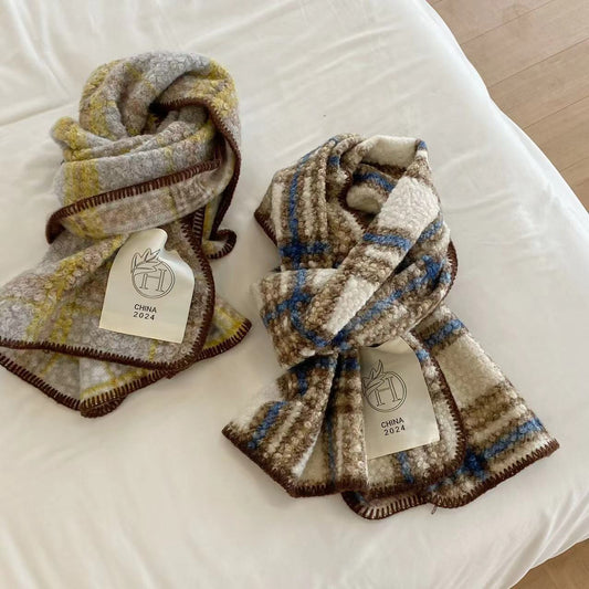 Women's Style Lock Plaid Circle Simple Thickened Scarfs